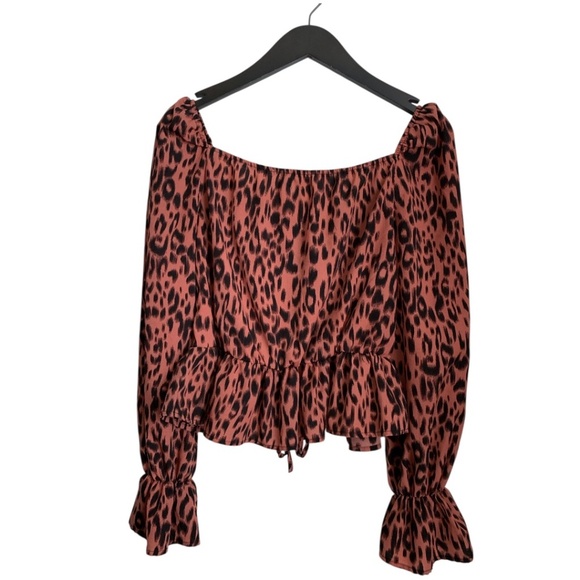 Nasty Gal Top Size 6 Pink Black Cheetah Blouse Lightweight Animal Print Shirt - Picture 4 of 5